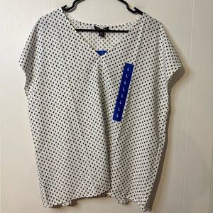 Hilary Radley Black and White Polka Dot Blouse